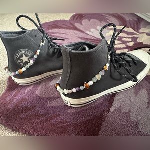 Hand-made Mushroom and Crystal Beaded Shoe Accessories